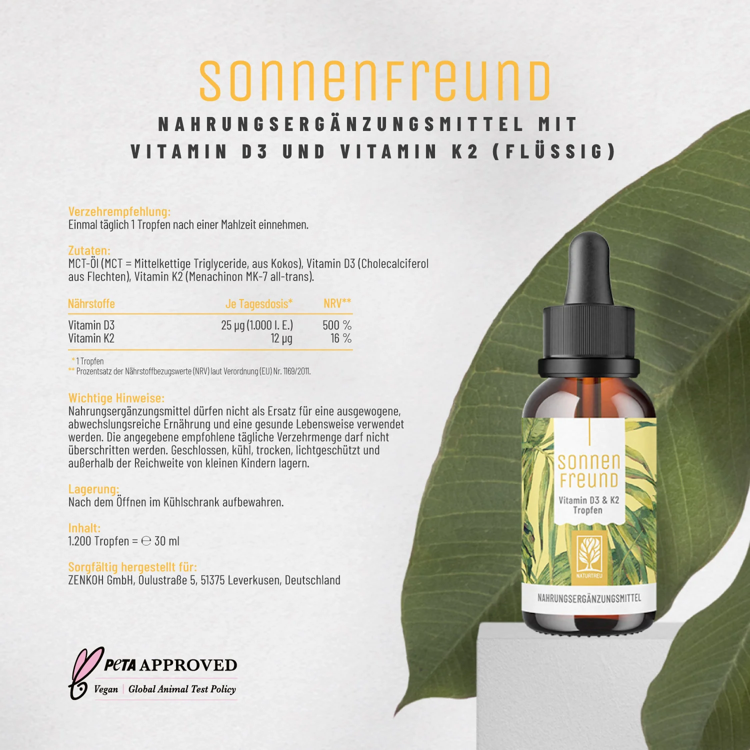 Sonnenfreund: Vitamin D3 & K2 Tropfen für Erwachsene (1.000 I.E.) - Image 10