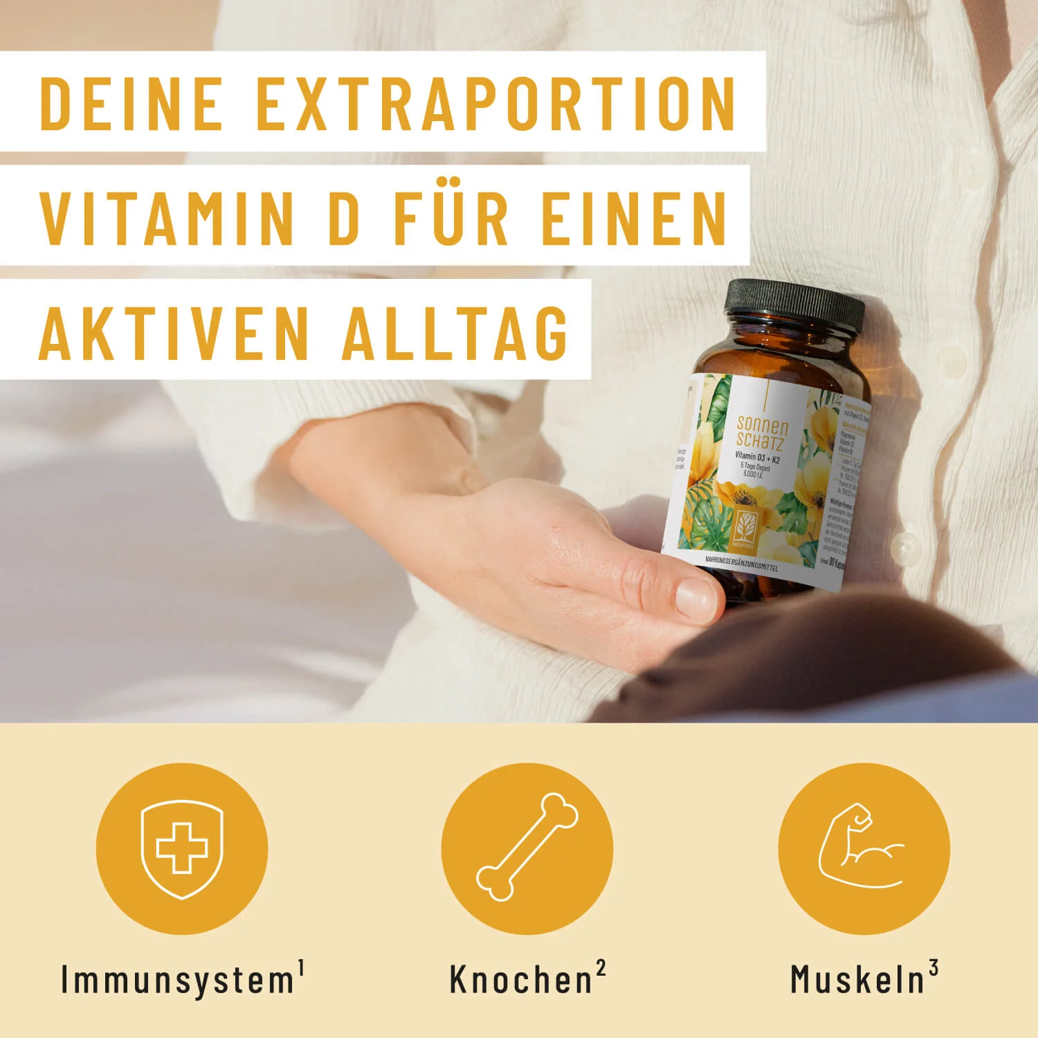 Sonnenschatz: Veganes Vitamin D3 5.000 I.E. mit K2 & Magnesium (5 Tage Depot) - Image 4