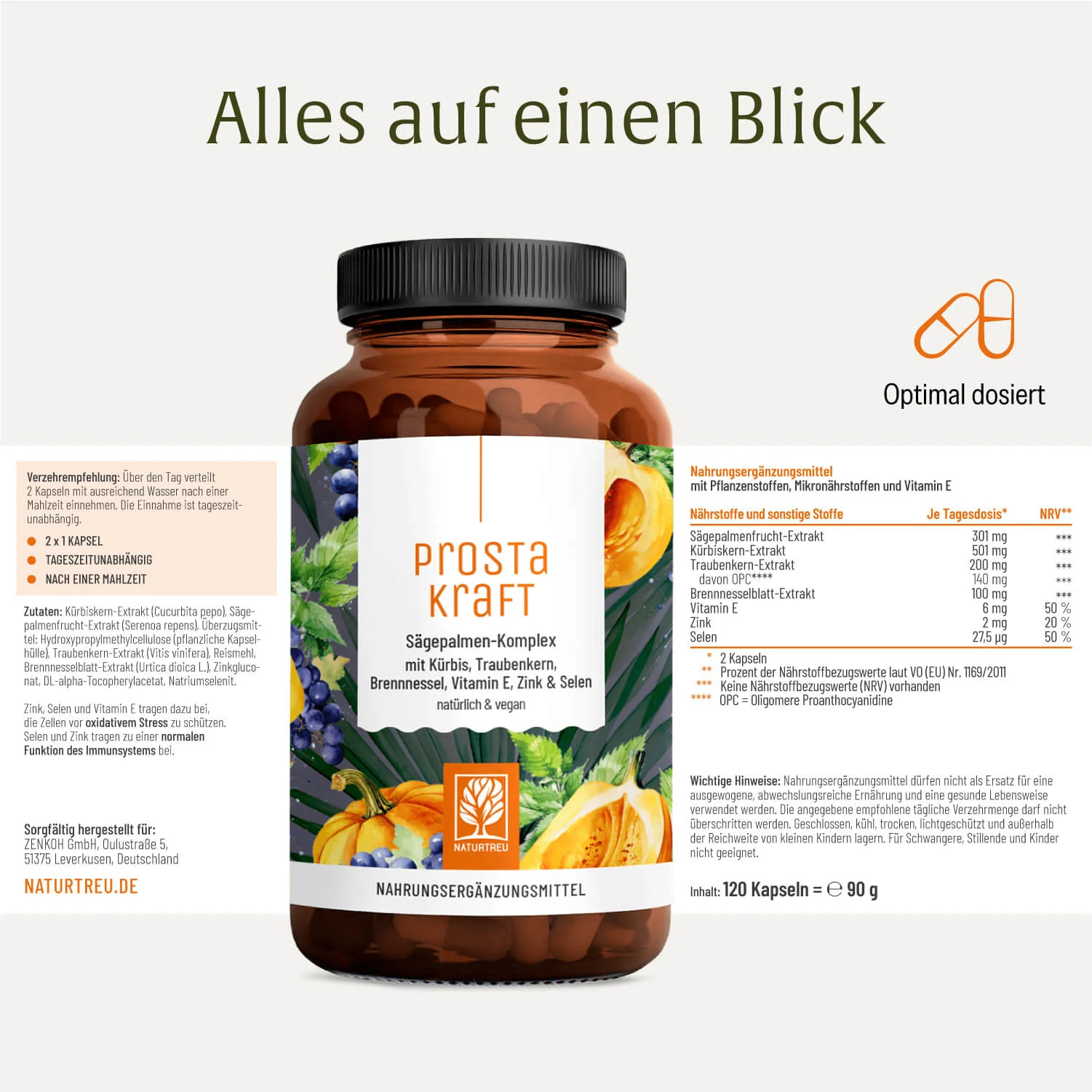 Prostakraft: Sägepalmen-Komplex mit Kürbis, Traubenkern, Brennnessel, Vitamin E, Zink & Selen - Image 9