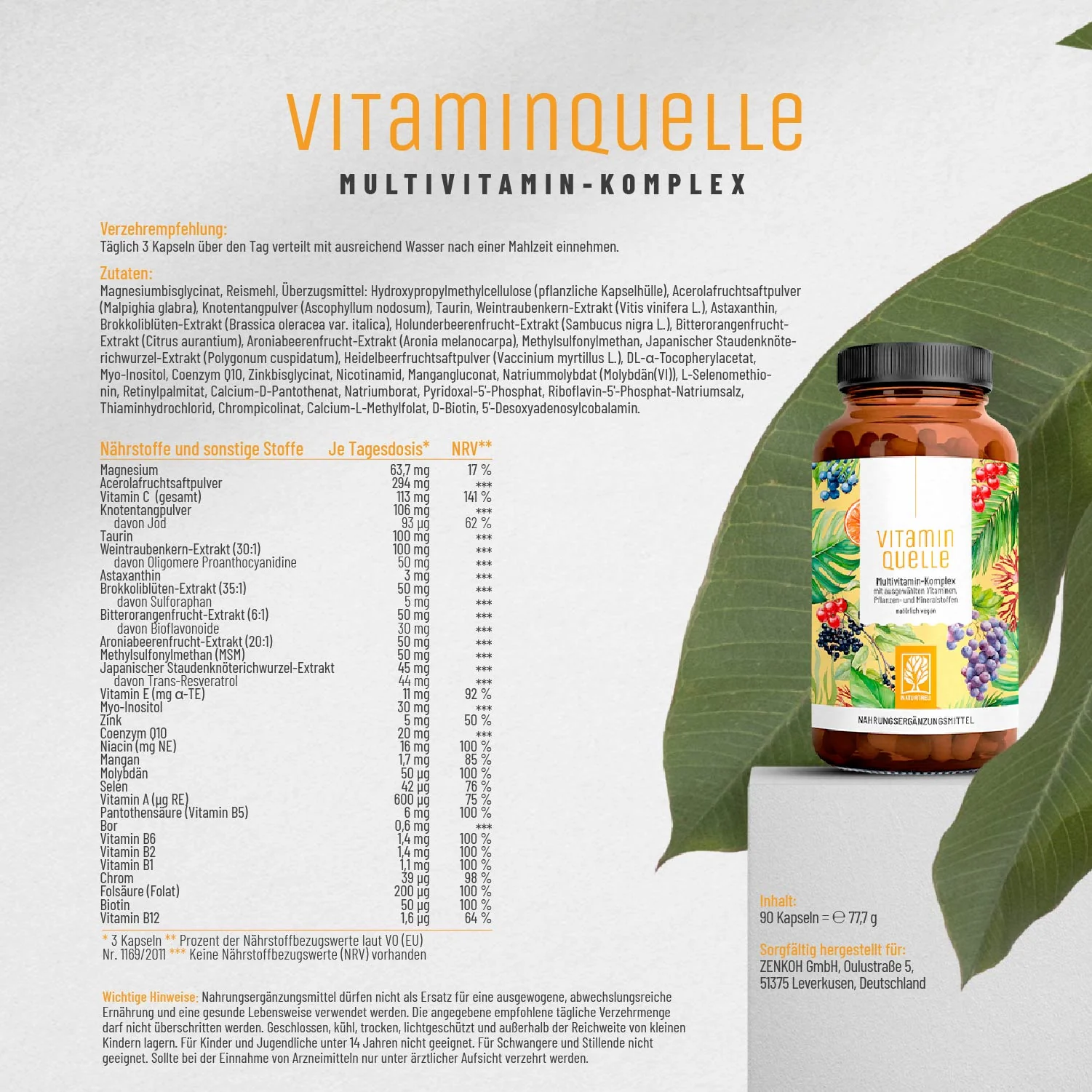 Vitaminquelle: Multivitamin-Komplex mit ausgewählten Vitaminen, Pflanzen- und Mineralstoffen - Image 12
